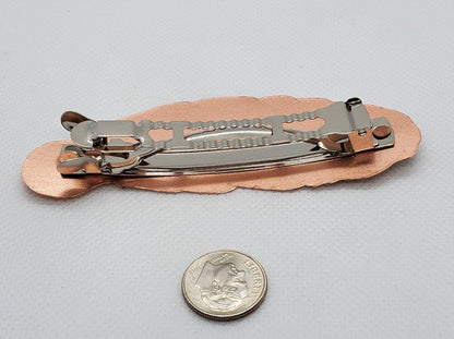 HC - Colorful Copper Feather and Horse Hair Clip - Beautiful COPPER Hair Barrette / Clip