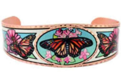 B - Stylish Monarch Butterfly - Beautiful adjustable COPPER cuff bracelet.
