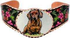 BR - Dachshund Bracelet - Beautiful adjustable COPPER cuff bracelet.