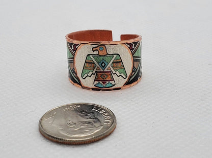 RI - SW Native Inspired Thunderbird Ring - Beautiful adjustable COPPER ring.