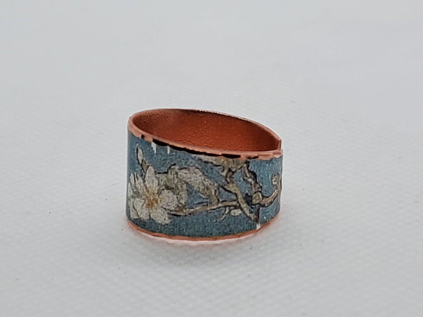 RI - Van Gogh Inspired Almond Blossom Ring - Beautiful adjustable COPPER ring.