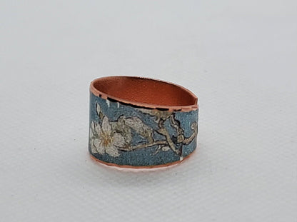 RI - Van Gogh Inspired Almond Blossom Ring - Beautiful adjustable COPPER ring.