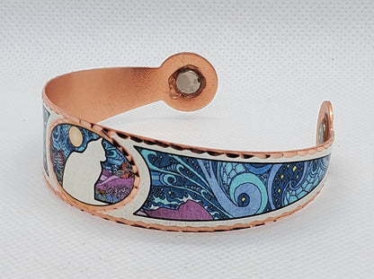 BR - Colorful Copper Magnetic Cat Bracelet - Beautiful adjustable COPPER cuff bracelet.