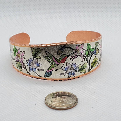 BR - Charming Hummingbird - Beautiful adjustable COPPER cuff bracelet.