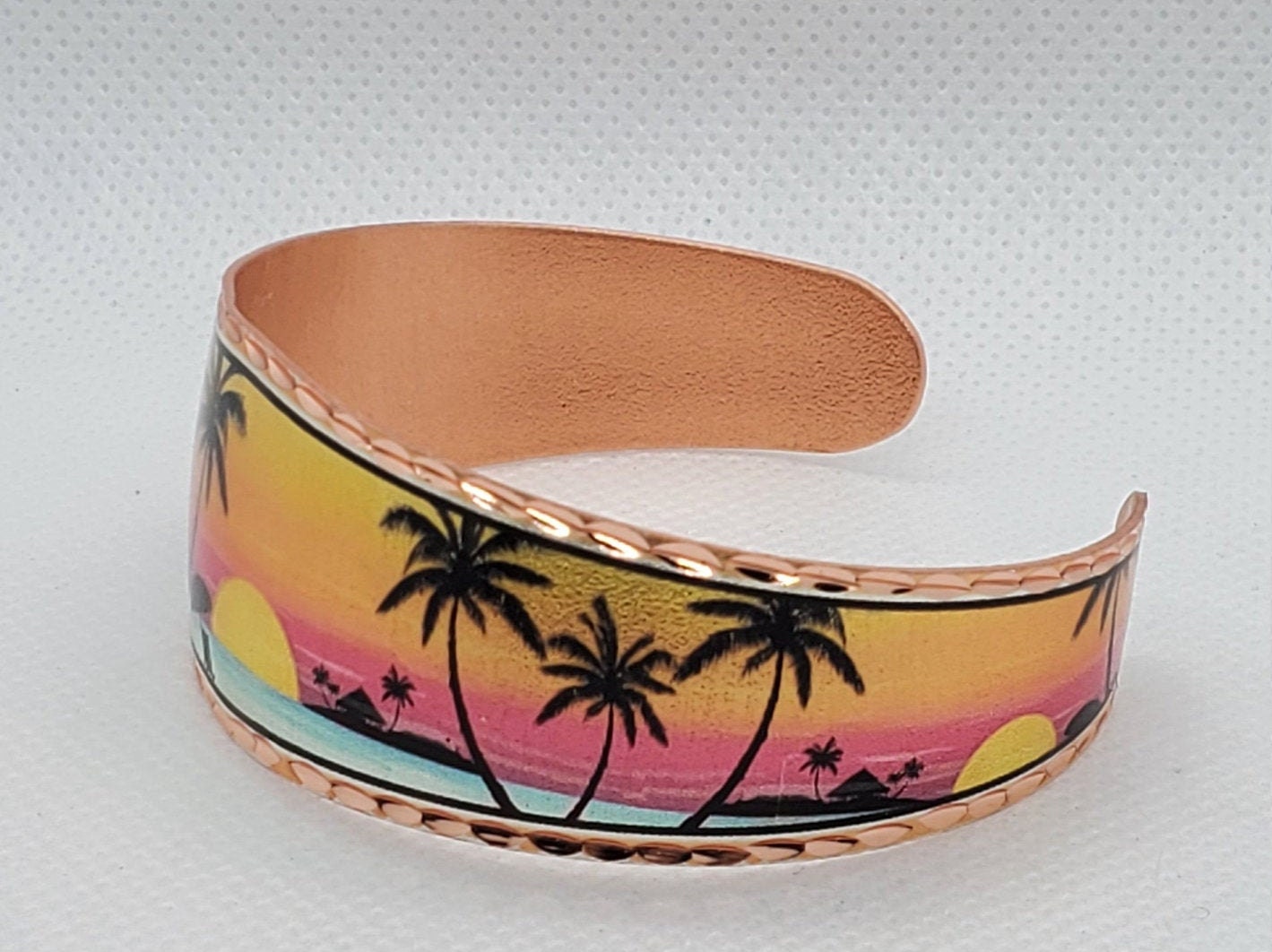 B - Tropical Paradise - Beautiful adjustable COPPER cuff bracelet. Ocean/Seashore Jewelry.