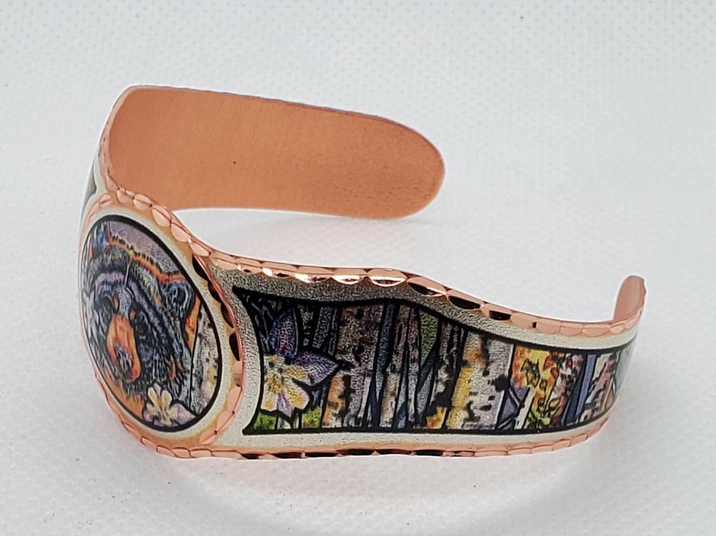 BR - Aspen Tree & Black Bear Bracelet - Beautiful adjustable COPPER cuff bracelet.