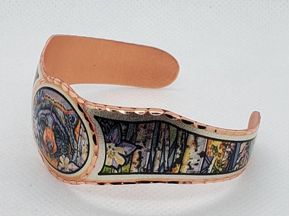 BR - Aspen Tree & Black Bear Bracelet - Beautiful adjustable COPPER cuff bracelet.