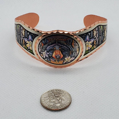 BR - Aspen Tree & Black Bear Bracelet - Beautiful adjustable COPPER cuff bracelet.