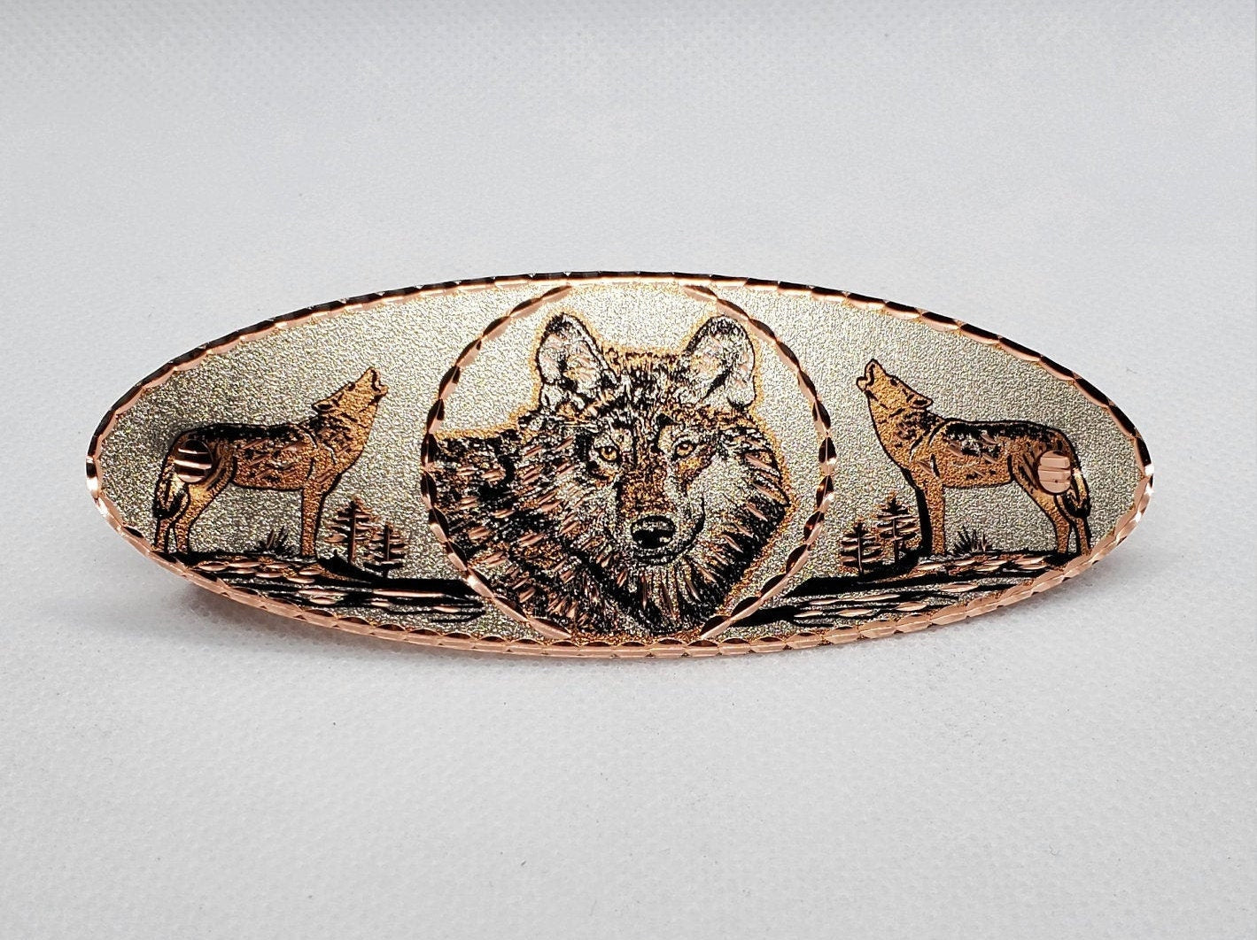 Handmade Copper Wolf Hair Clip - Beautiful COPPER Hair Barrette / Clip