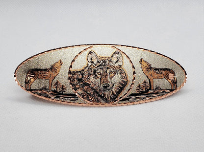 Handmade Copper Wolf Hair Clip - Beautiful COPPER Hair Barrette / Clip