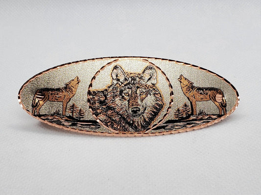 Handmade Copper Wolf Hair Clip - Beautiful COPPER Hair Barrette / Clip