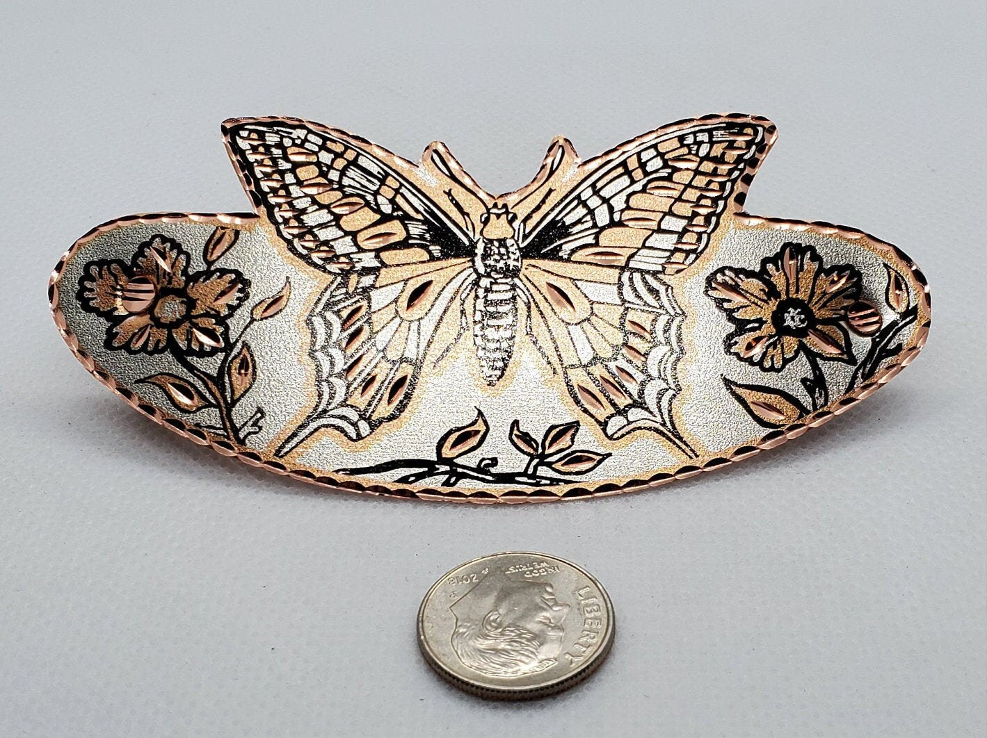 Monarch Butterfly Hair Clip - Beautiful COPPER Hair Barrette / Clip