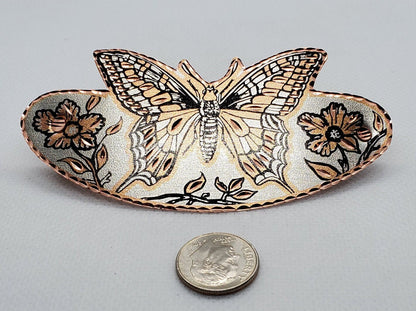 Monarch Butterfly Hair Clip - Beautiful COPPER Hair Barrette / Clip