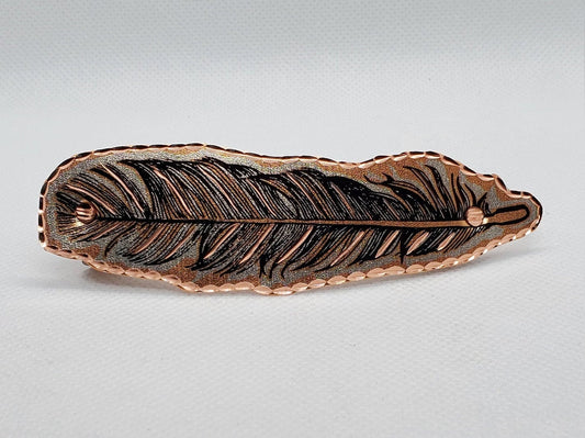 H - Copper Feather Hair Clip - Beautiful COPPER Hair Barrette / Clip