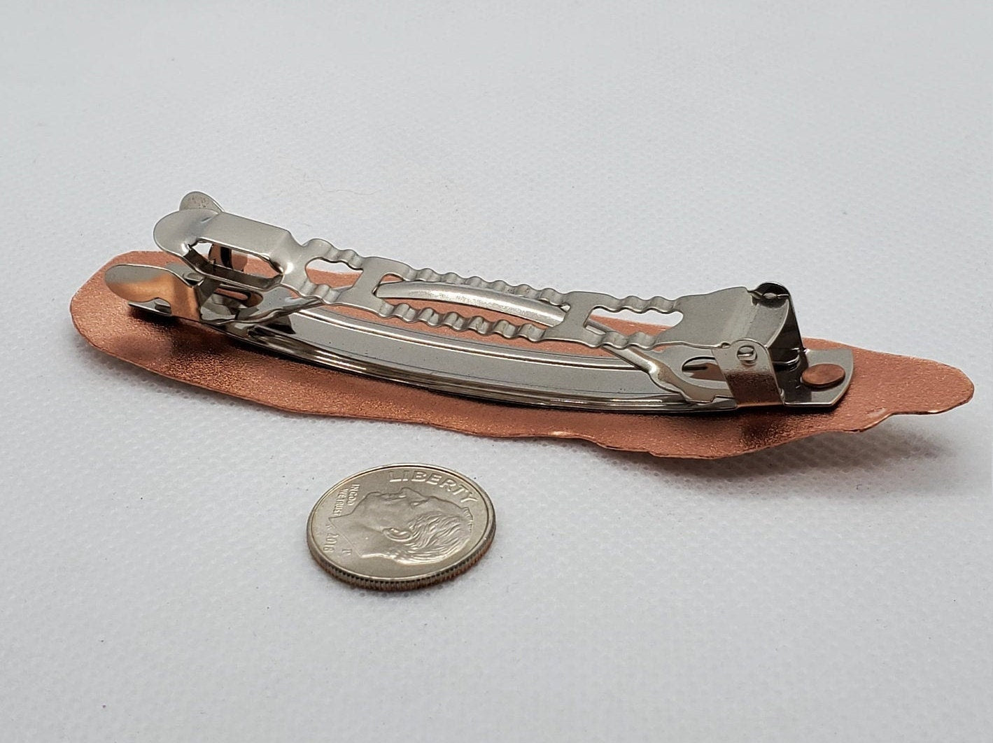 H - Copper Feather Hair Clip - Beautiful COPPER Hair Barrette / Clip