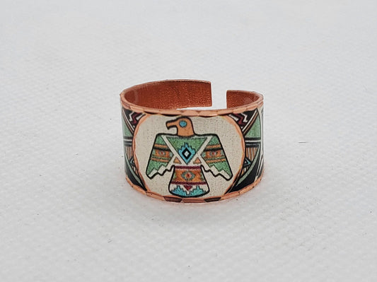 RI - SW Native Inspired Thunderbird Ring - Beautiful adjustable COPPER ring.