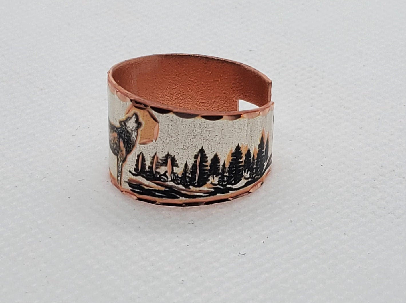 Howling Wolf Ring - Beautiful adjustable COPPER ring.
