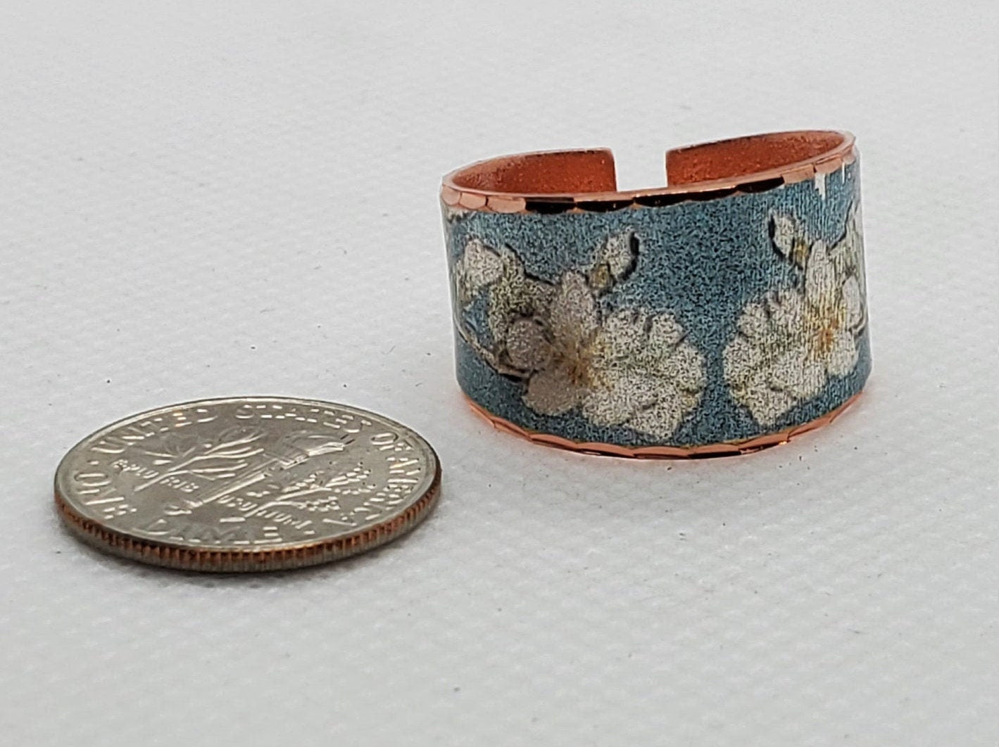 RI - Van Gogh Inspired Almond Blossom Ring - Beautiful adjustable COPPER ring.