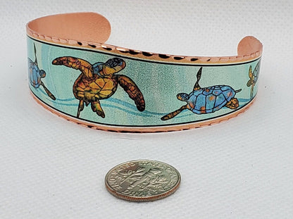 B - Sea Turtle Bracelet - Beautiful adjustable COPPER cuff bracelet.