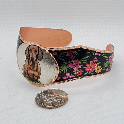 BR - Dachshund Bracelet - Beautiful adjustable COPPER cuff bracelet.