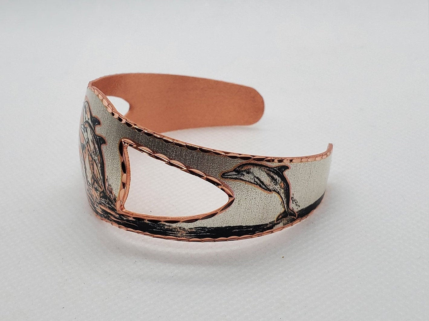 BR - Dolphin - Beautiful adjustable COPPER cuff bracelet.