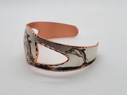BR - Dolphin - Beautiful adjustable COPPER cuff bracelet.