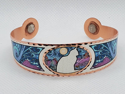 BR - Colorful Copper Magnetic Cat Bracelet - Beautiful adjustable COPPER cuff bracelet.