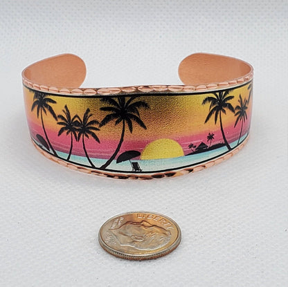 B - Tropical Paradise - Beautiful adjustable COPPER cuff bracelet. Ocean/Seashore Jewelry.