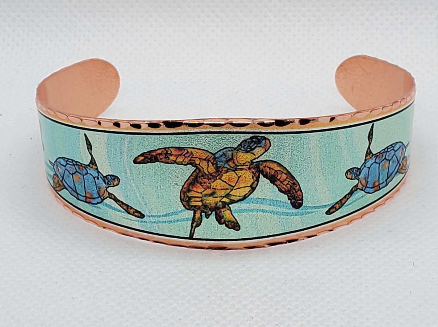 B - Sea Turtle Bracelet - Beautiful adjustable COPPER cuff bracelet.