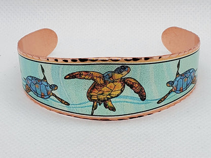 B - Sea Turtle Bracelet - Beautiful adjustable COPPER cuff bracelet.
