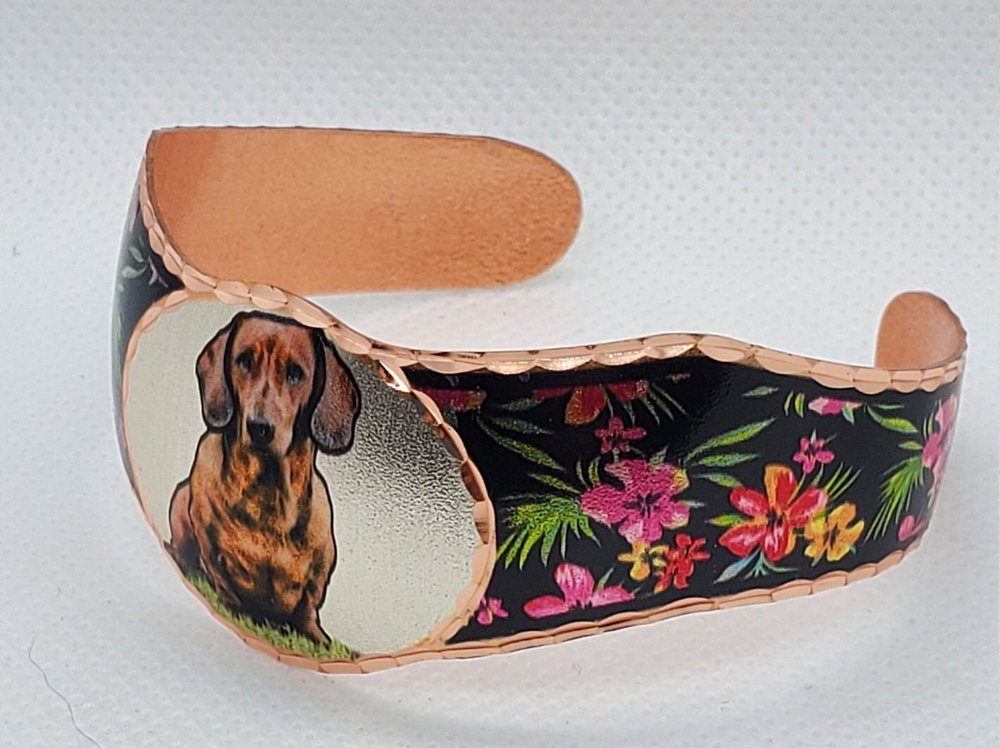 BR - Dachshund Bracelet - Beautiful adjustable COPPER cuff bracelet.