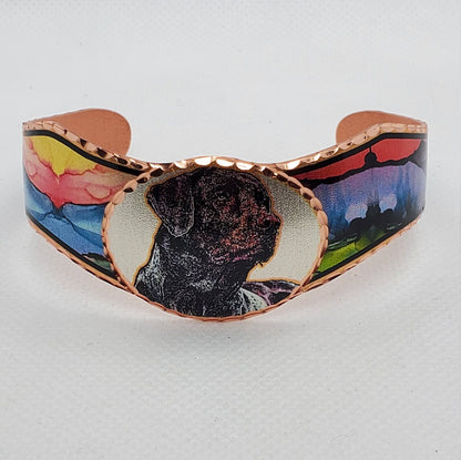 BR - Black Lab Dog Bracelet - Beautiful adjustable COPPER cuff bracelet.