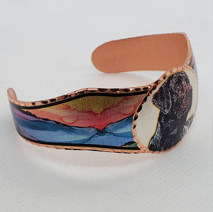 BR - Black Lab Dog Bracelet - Beautiful adjustable COPPER cuff bracelet.