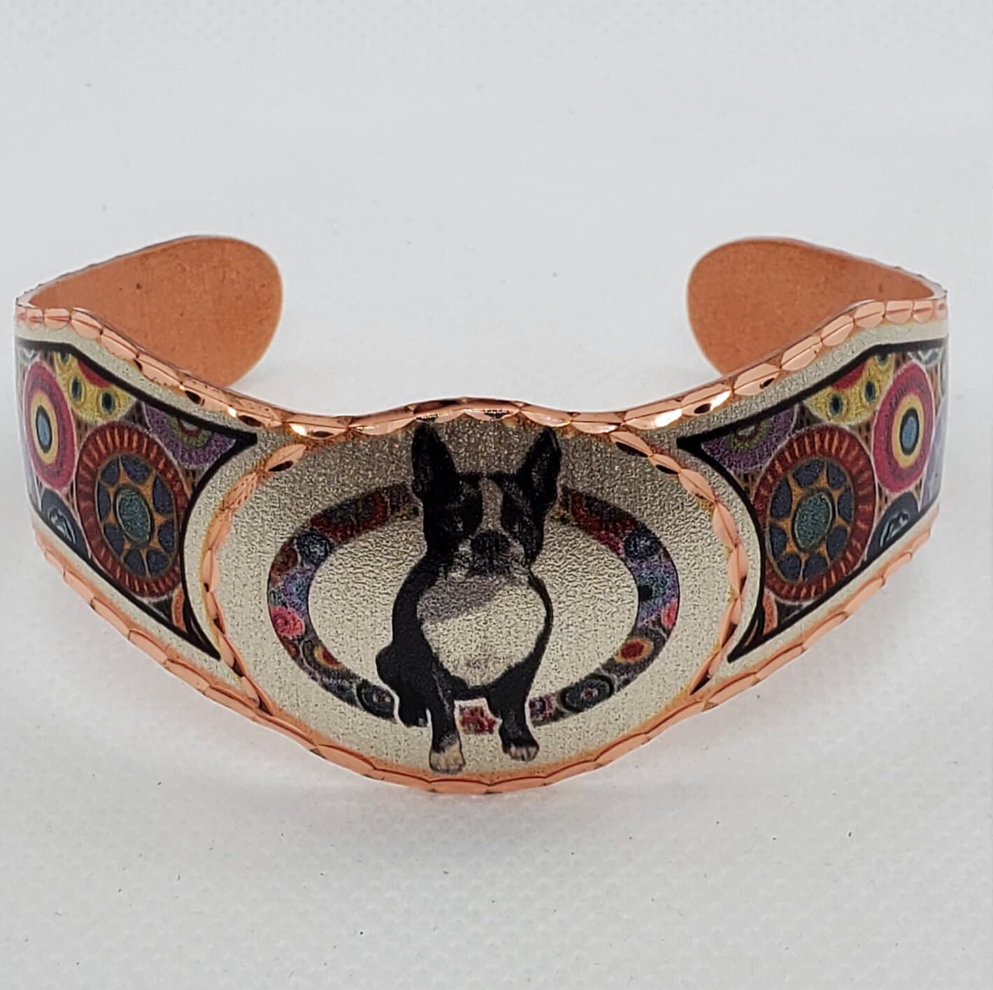 BR - Boston Terrier Bracelet - Beautiful adjustable COPPER cuff bracelet.