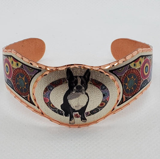 BR - Boston Terrier Bracelet - Beautiful adjustable COPPER cuff bracelet.