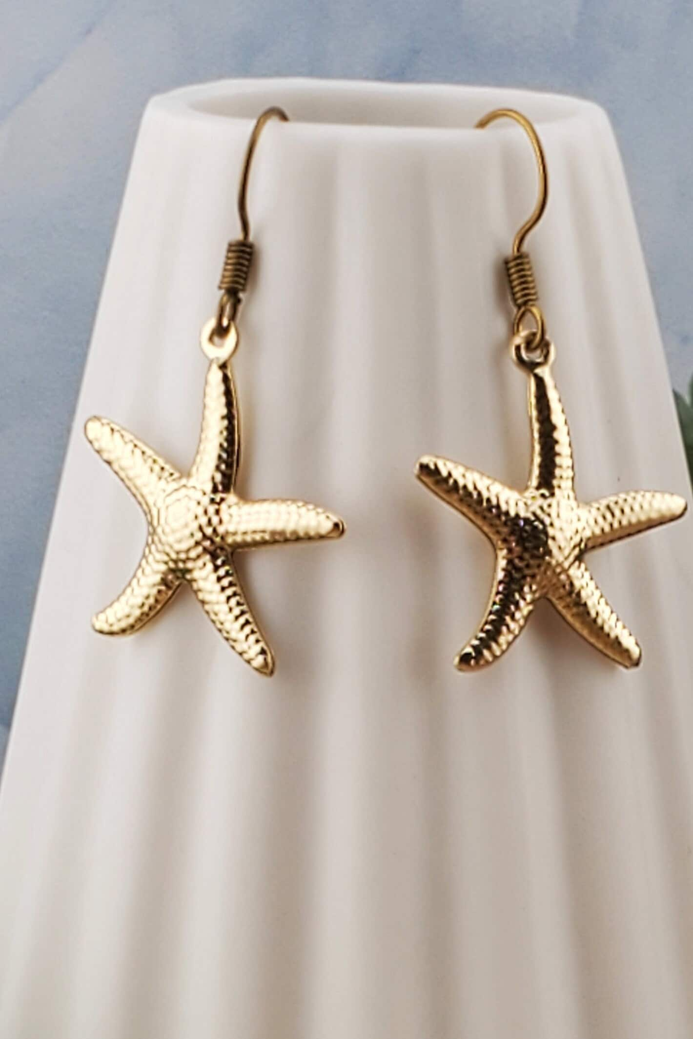 Starfish Earrings, Copper Earring Wire