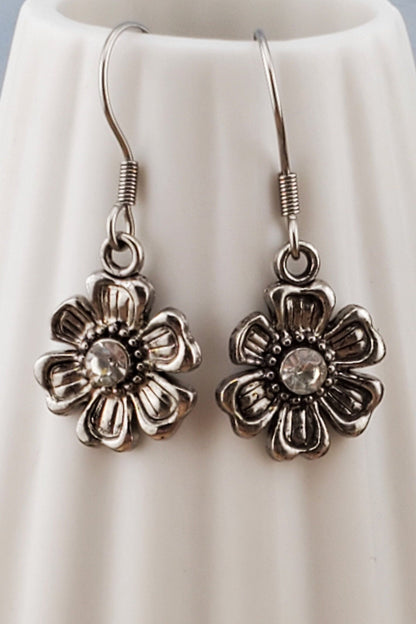 Metal Daisy Earrings, Stainless Steel Earring Wire