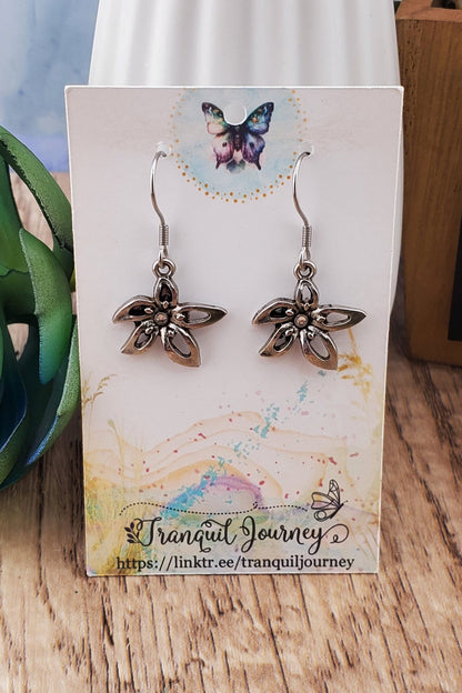 Metal Flower Earrings, Stainless Steel Earring Wire