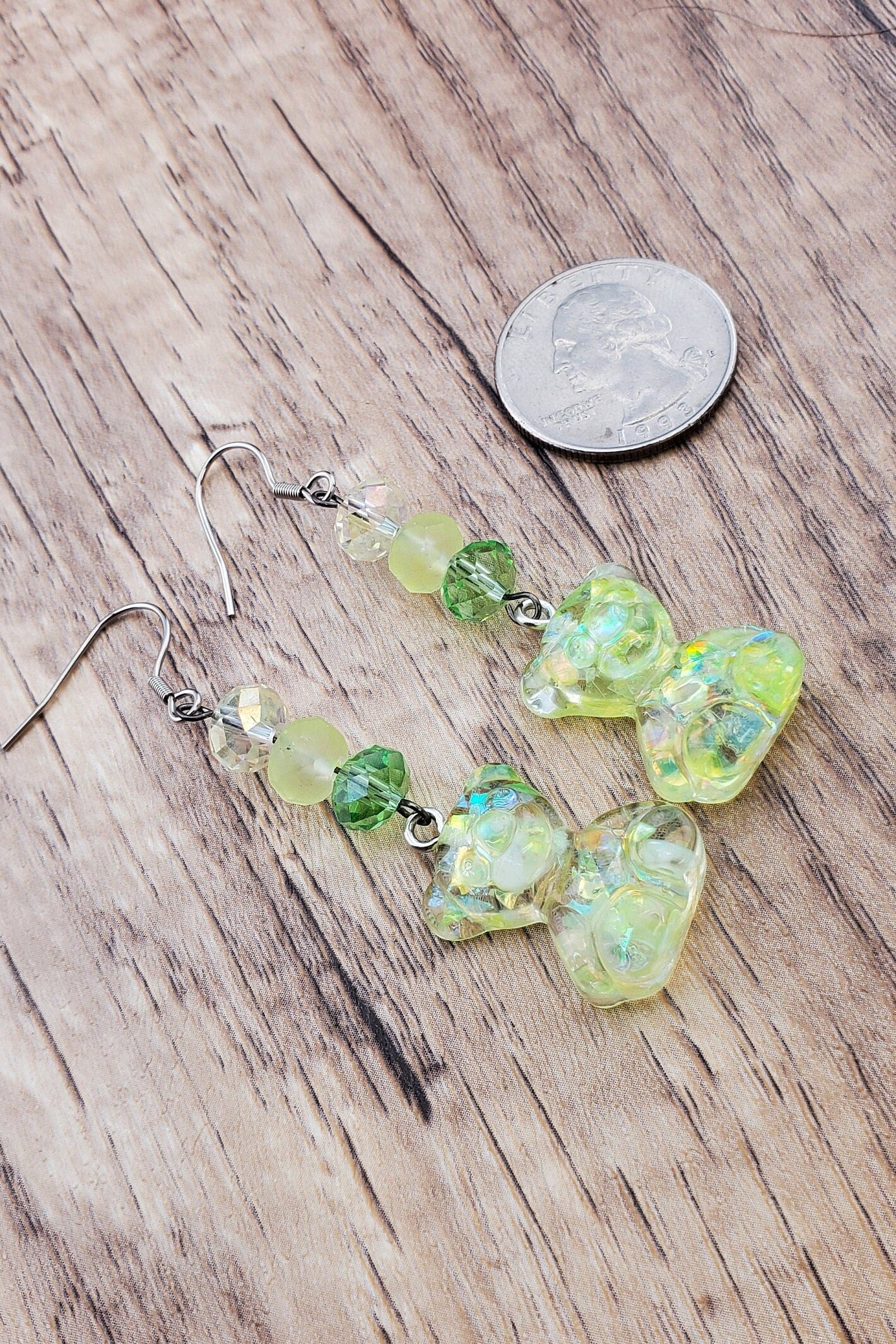 Yellow Gummy Bear Earrings, Stainless Steel Earring Wire