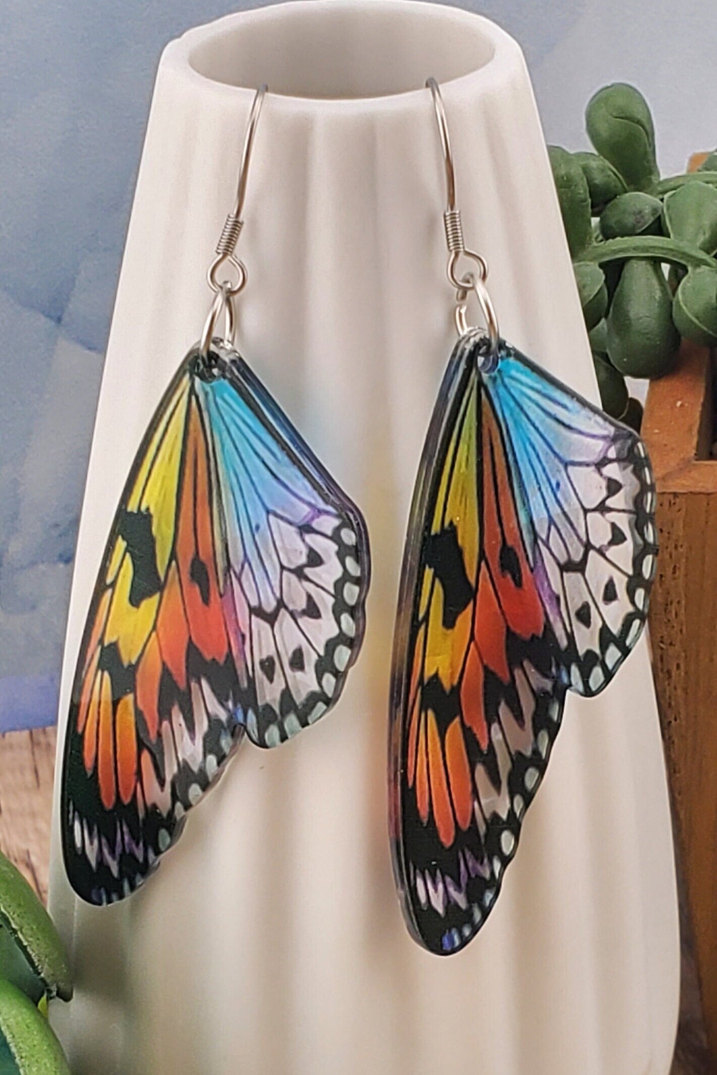 Butterfly Wing Earrings, Stainless Steel Earring Wire