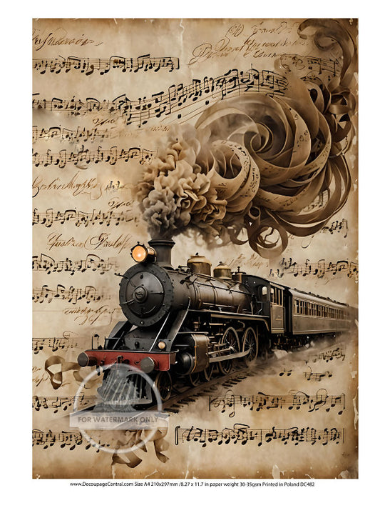 A4 Musical Steam Engine Rice Paper