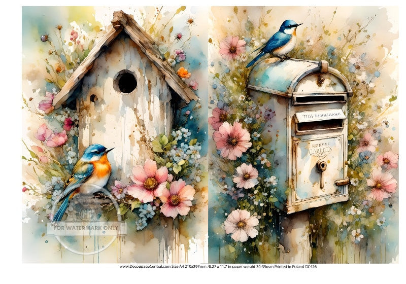 A4 Mailbox and Birdhouse Rice Paper