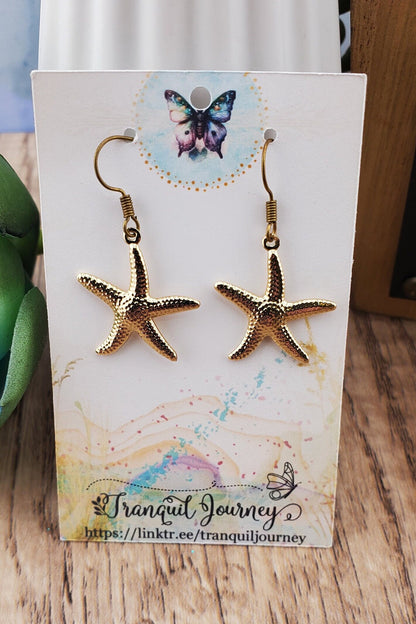 Starfish Earrings, Copper Earring Wire