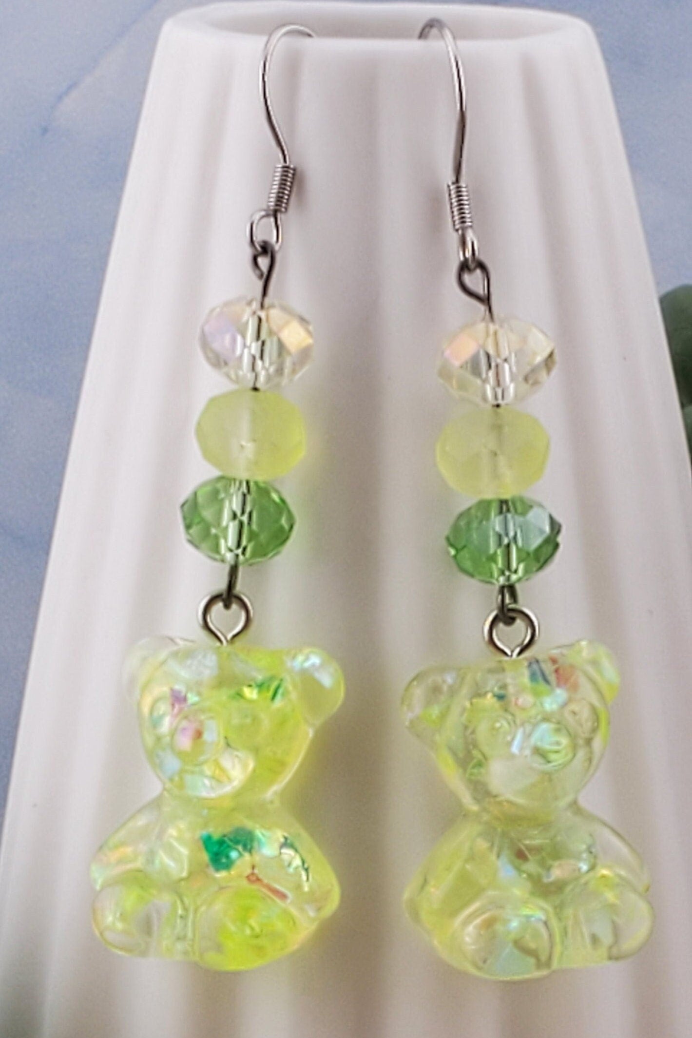 Yellow Gummy Bear Earrings, Stainless Steel Earring Wire