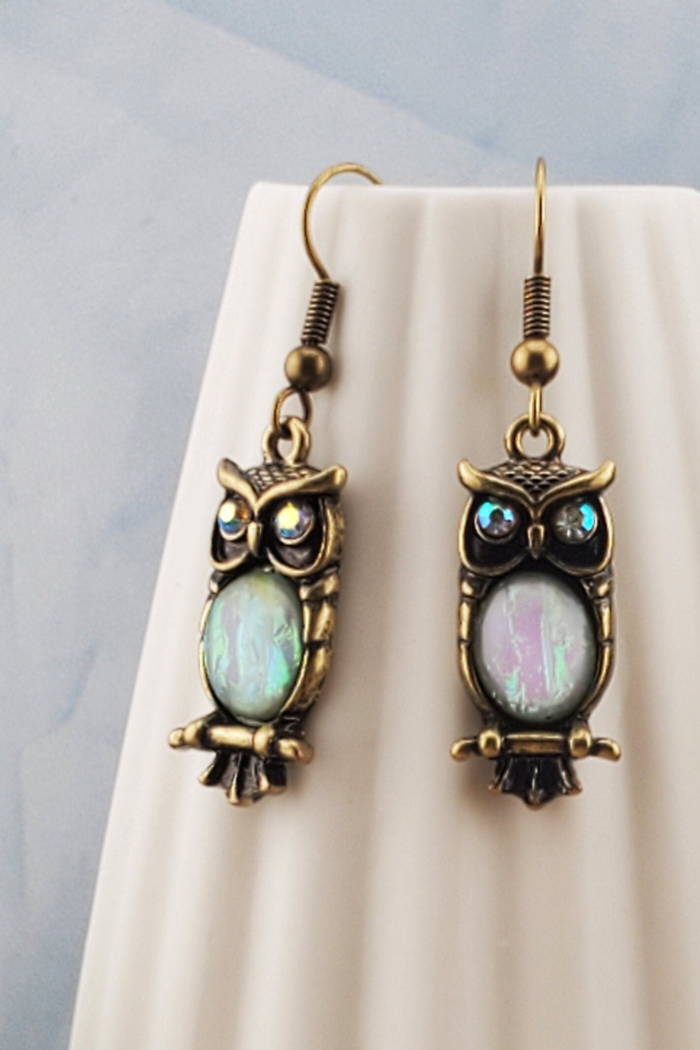 Owl Earrings, Copper Earring Wire