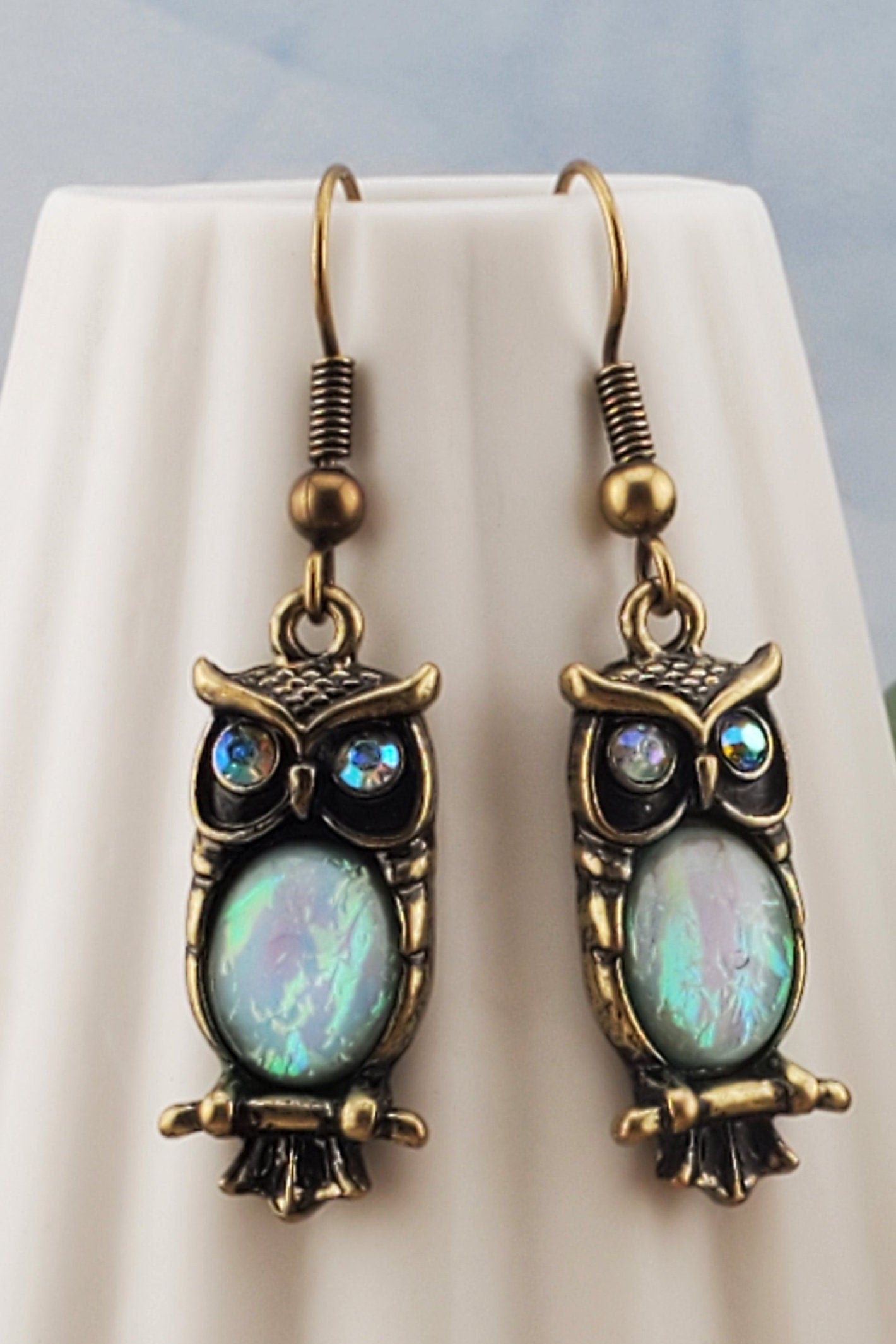 Owl Earrings, Copper Earring Wire