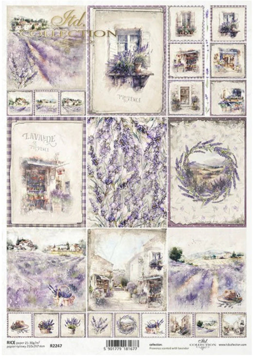 A4 Spring Lavender Scenes Rice Paper