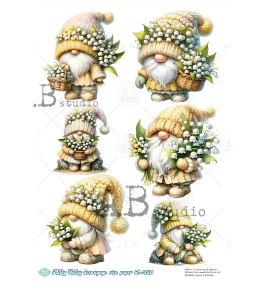 A4 Spring Gnomes Rice Paper