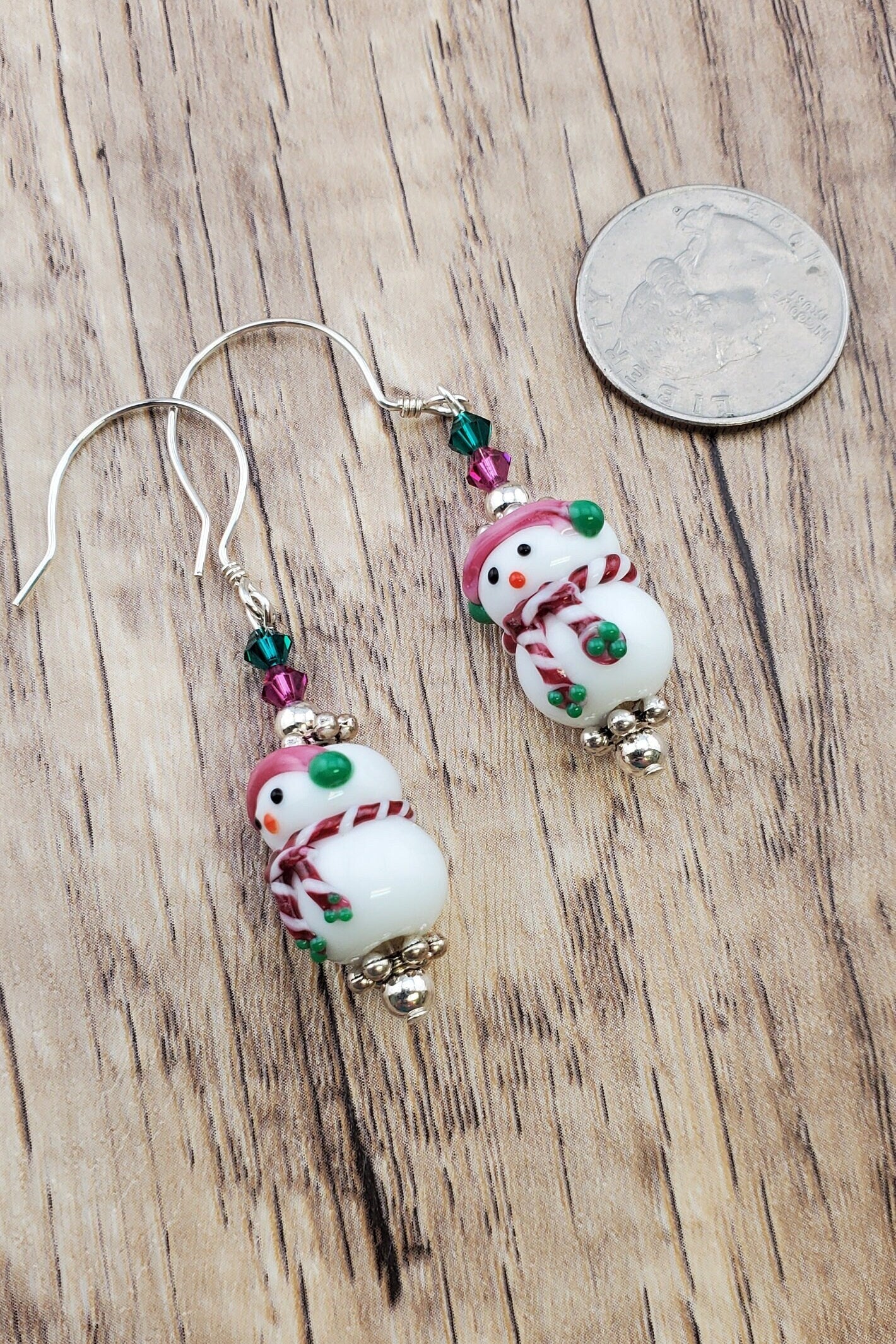 Frosty Elegance Artisan Glass Earrings, Sterling Silver Earring Wire