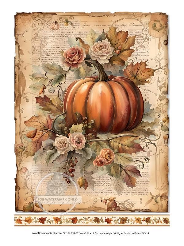 A4 Autumn Pumpkin Rice Paper - Fall, Autumn